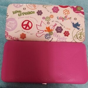 Colorful Hard Sided Peace and Love Wallet